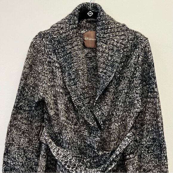 525 America Wool Blend Marled Knit Ombré Fit & Flare Peplum Wrap Cardigan, Med - Picture 2 of 15